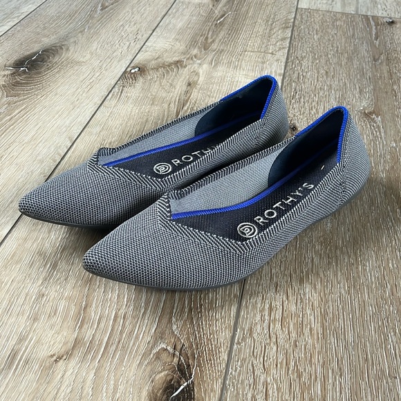 Rothy's Shoes - Rothys Cloud Grey Birdseye The Point Slip On Ballet Flats Shoes Pointed